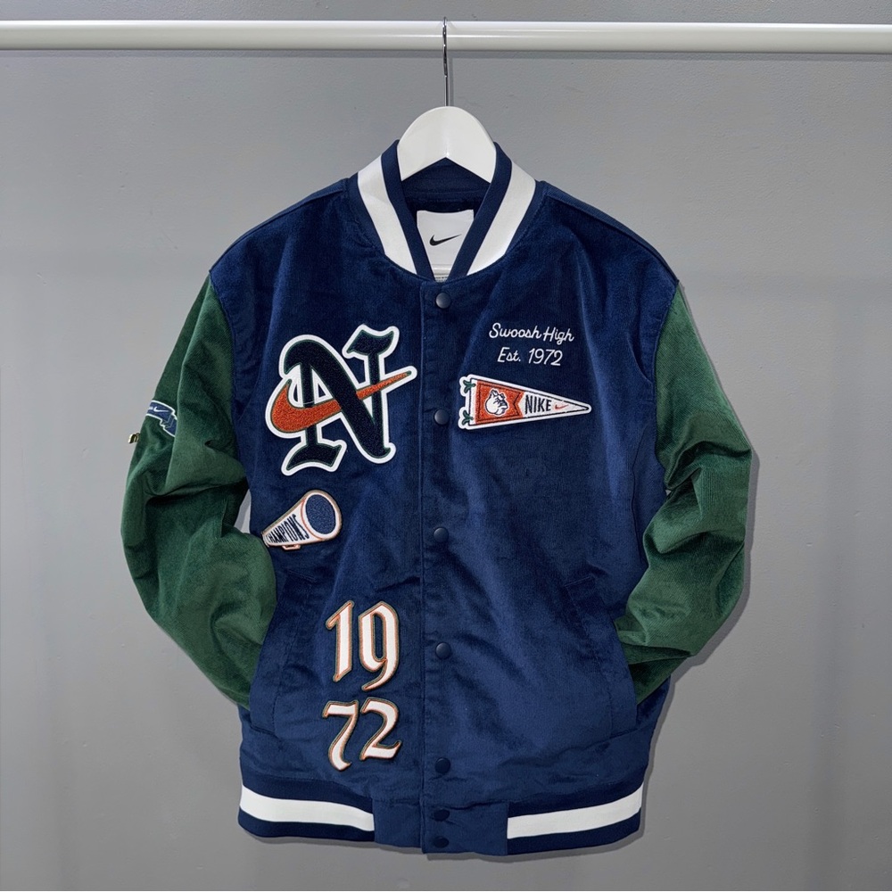 Nike Corduroy Varsity Jacket - Blue and Green